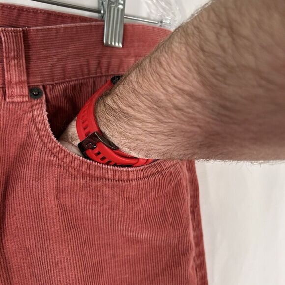 Tommy Hilfiger Corduroy Pants Men's 31x30 Red Coral Button Zip 100% Cotton - Picture 4 of 11